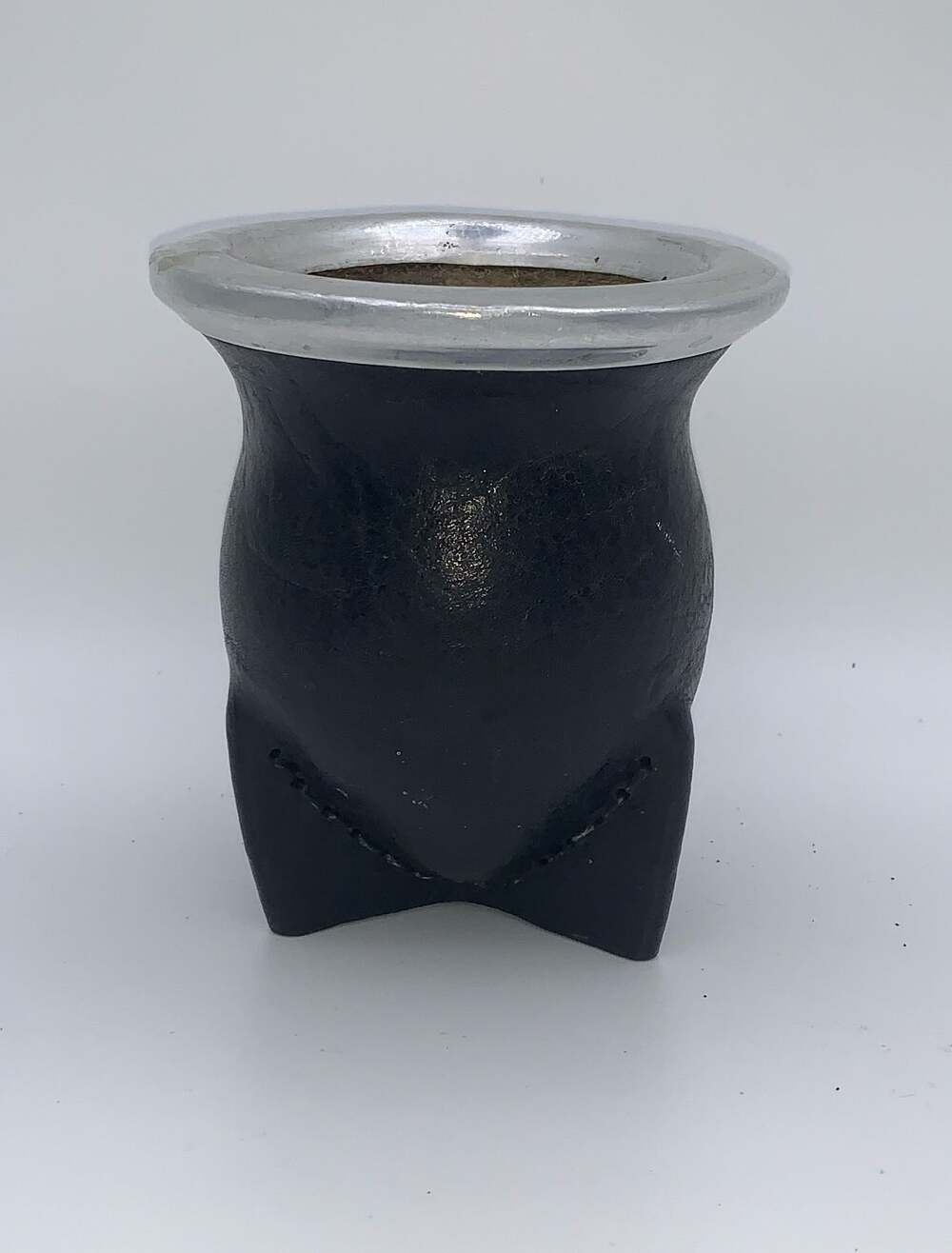 Authentic Leather-Wrapped Imperial Mate Gourd with Steel Rim